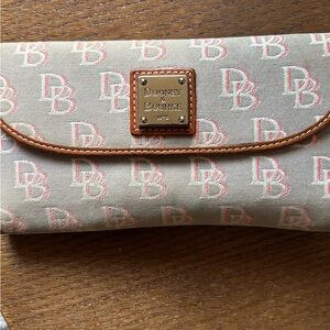 Dooney & Bourke Tan and Pink Logo Wallet